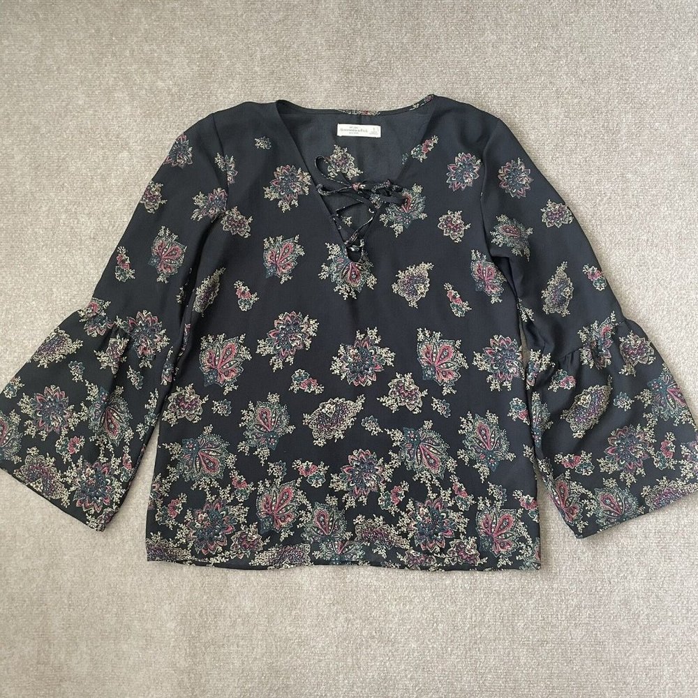 Abercrombie & Fitch Shirt Womens Small Lightweight Flowy Boho Floral Blouse